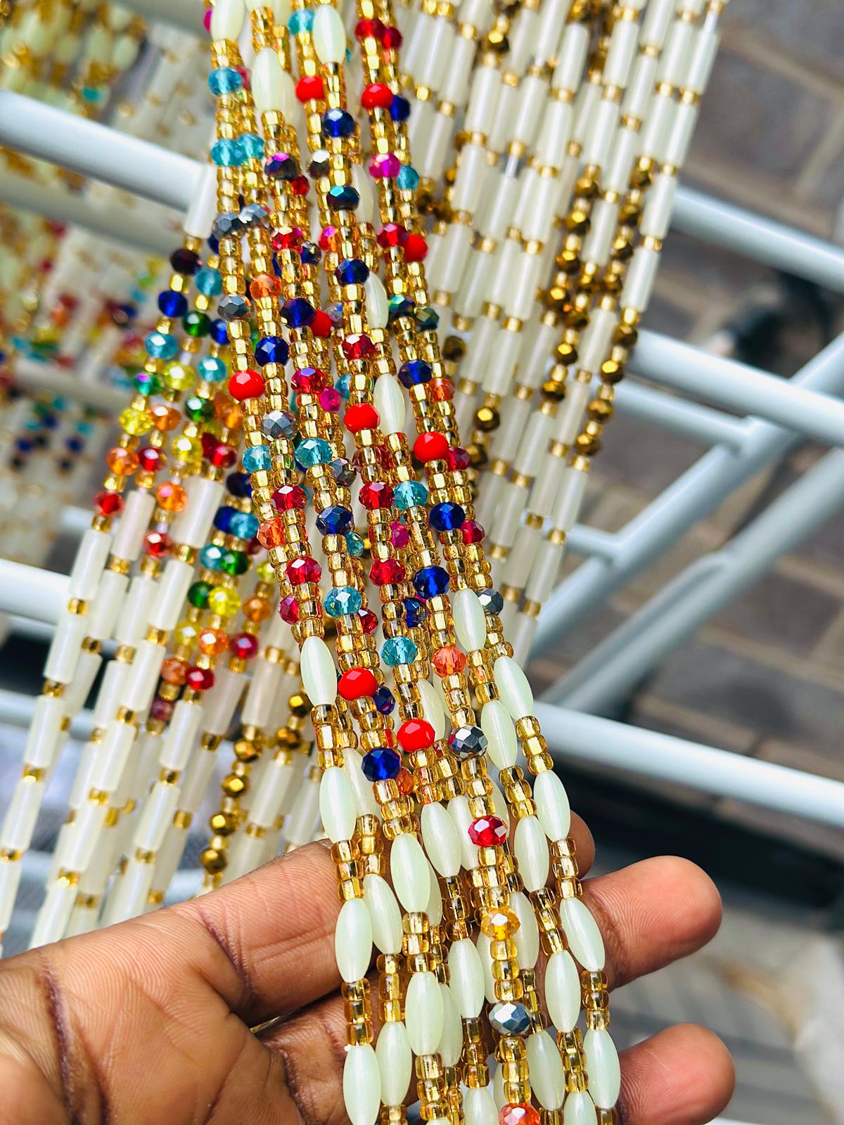 Glow-in-the-dark,Waistbeads,Ghana Waistbeads,African Waistbeads,Tie-on threads, Luminous Waist, 1-2days Expedite Free Shipping