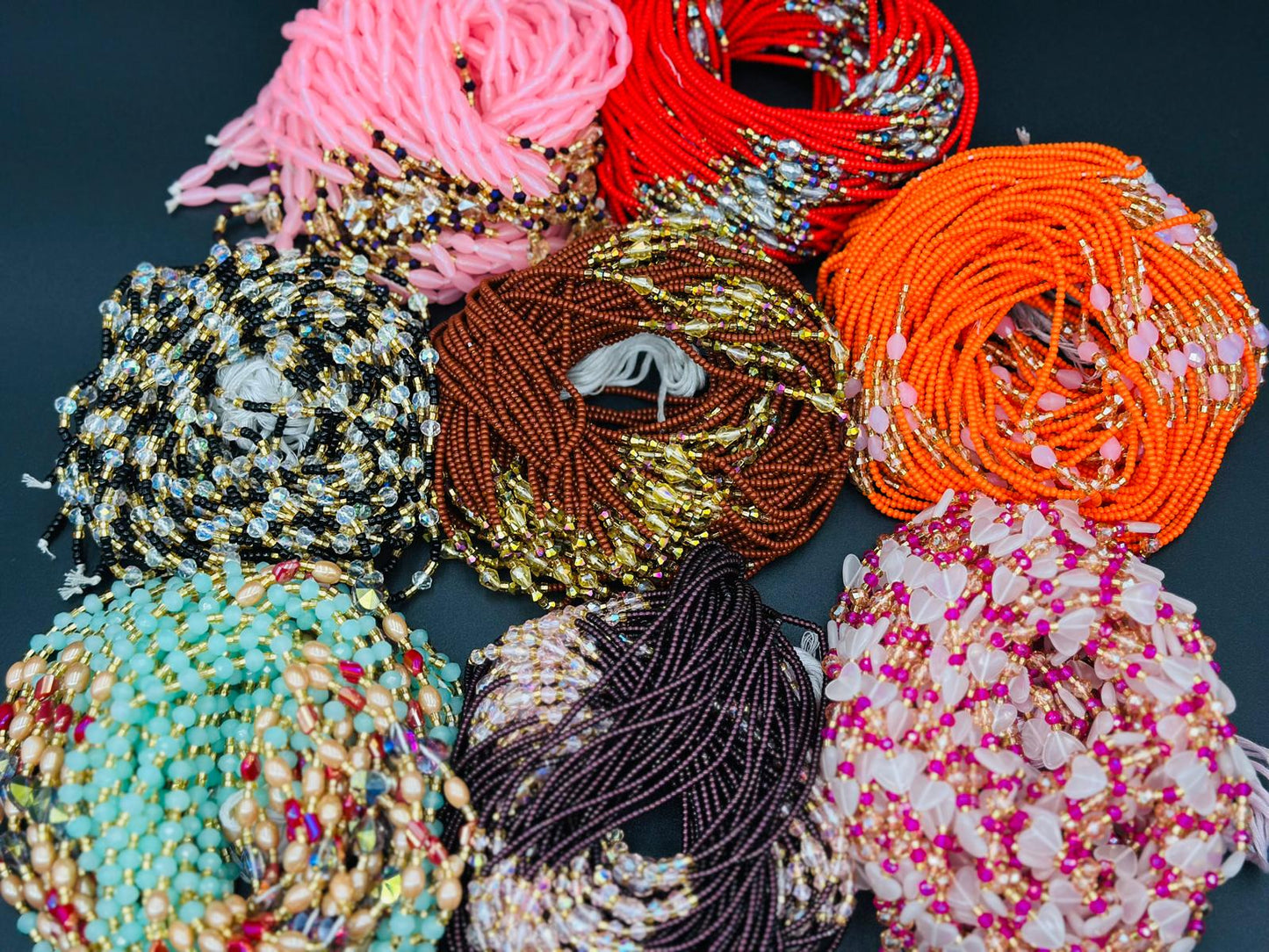 Beautiful strands - Bulk, 50inches, Frosted/Crystal Waistbeads, Woman Waistbeads,Waistbeads, Belly chain, 1-2 Expedite Free Shipping