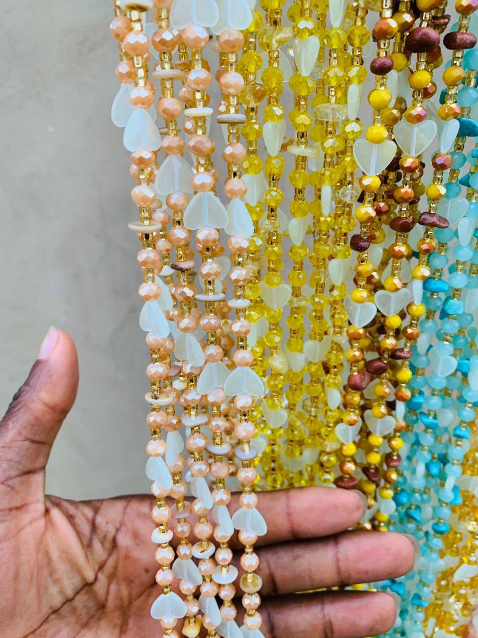 AMA Waistbeads- Stone Waistbeads, Luminous/Glow-in-the-dark Waistbeads, Crystal Waistbeads, Tie - On, Expedite Free Shipping 1-2 days