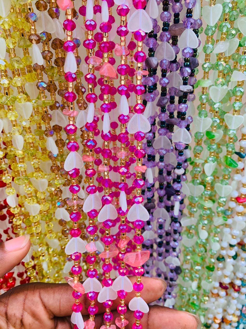AMA Waistbeads- Stone Waistbeads, Luminous/Glow-in-the-dark Waistbeads, Crystal Waistbeads, Tie - On, Expedite Free Shipping 1-2 days