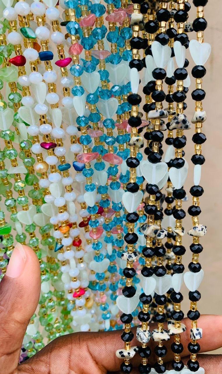 AMA Waistbeads- Stone Waistbeads, Luminous/Glow-in-the-dark Waistbeads, Crystal Waistbeads, Tie - On, Expedite Free Shipping 1-2 days