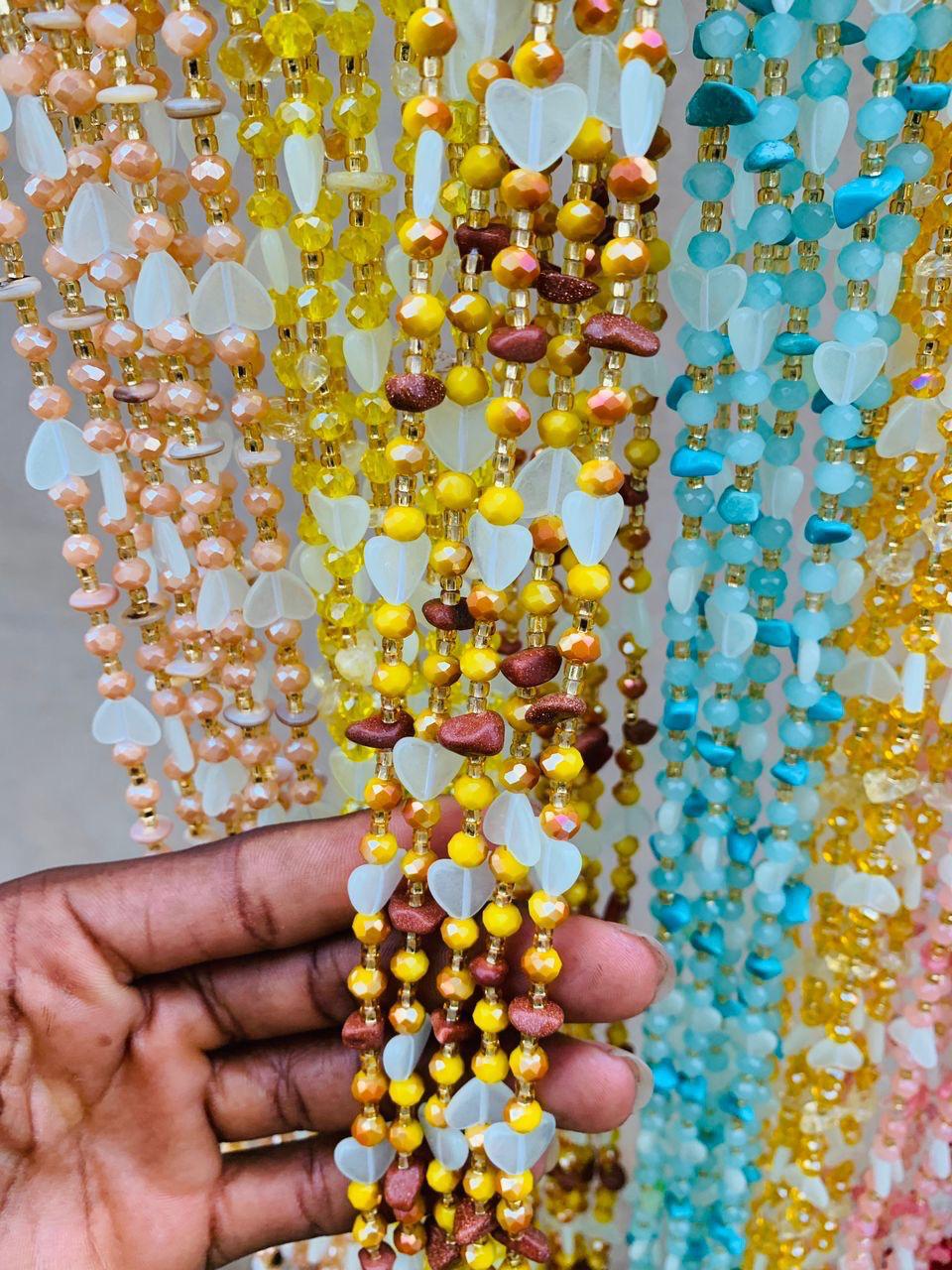 AMA Waistbeads- Stone Waistbeads, Luminous/Glow-in-the-dark Waistbeads, Crystal Waistbeads, Tie - On, Expedite Free Shipping 1-2 days