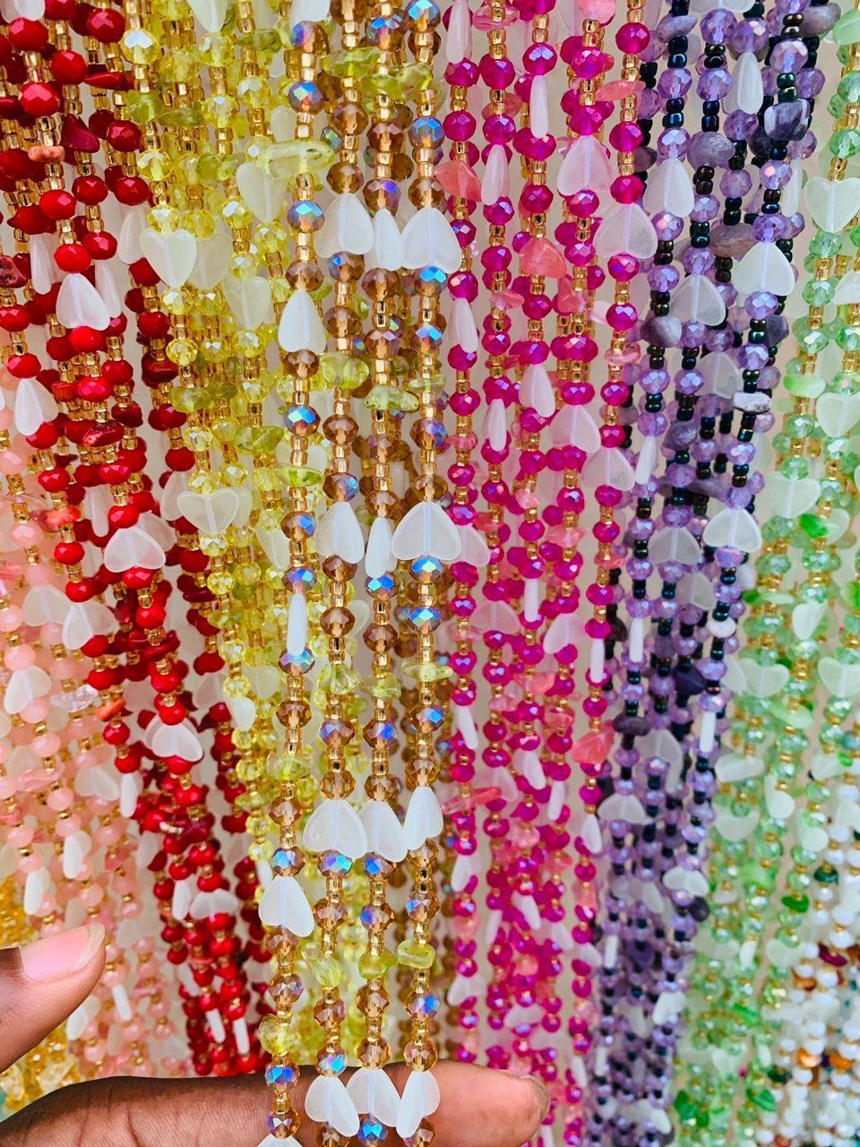 AMA Waistbeads- Stone Waistbeads, Luminous/Glow-in-the-dark Waistbeads, Crystal Waistbeads, Tie - On, Expedite Free Shipping 1-2 days