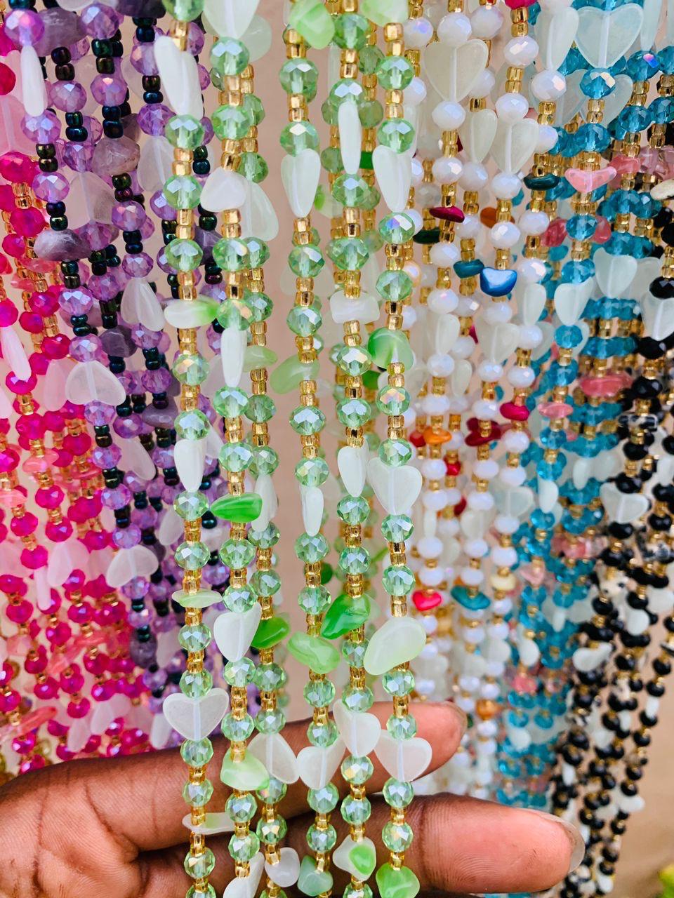AMA Waistbeads- Stone Waistbeads, Luminous/Glow-in-the-dark Waistbeads, Crystal Waistbeads, Tie - On, Expedite Free Shipping 1-2 days