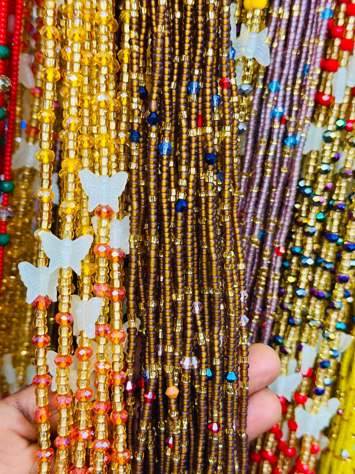 HOT SALE  - Bulk, 50inches, Frosted/Crystal Waistbeads, Woman Waistbeads,Wholesale Waistbeads, Belly chain,