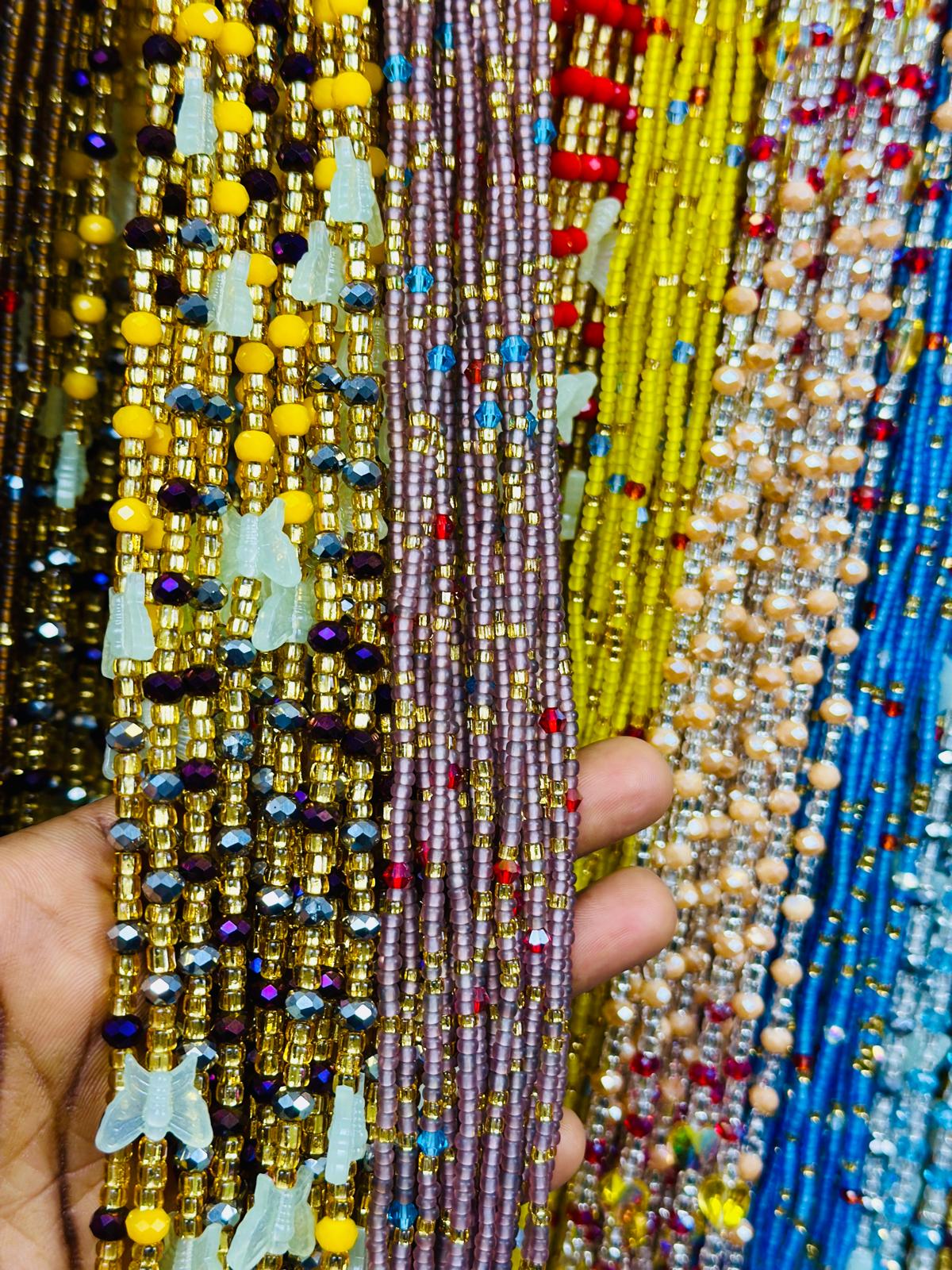 HOT SALE  - Bulk, 50inches, Frosted/Crystal Waistbeads, Woman Waistbeads,Wholesale Waistbeads, Belly chain,