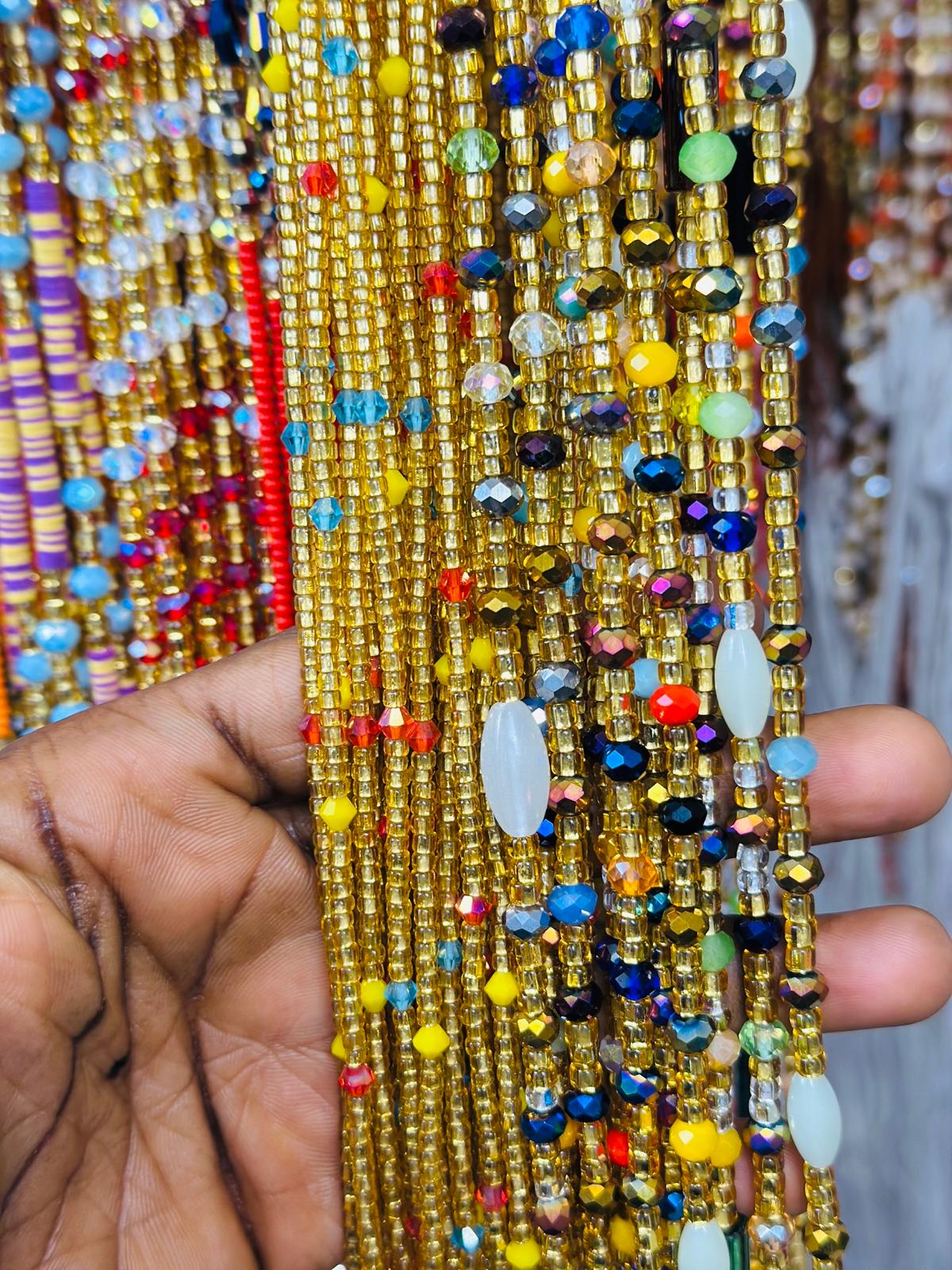 HOT SALE  - Bulk, 50inches, Frosted/Crystal Waistbeads, Woman Waistbeads,Wholesale Waistbeads, Belly chain,
