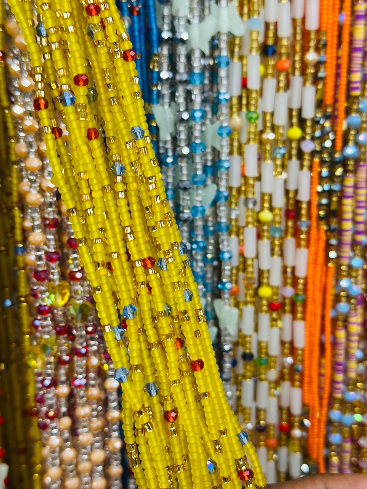HOT SALE  - Bulk, 50inches, Frosted/Crystal Waistbeads, Woman Waistbeads,Wholesale Waistbeads, Belly chain,
