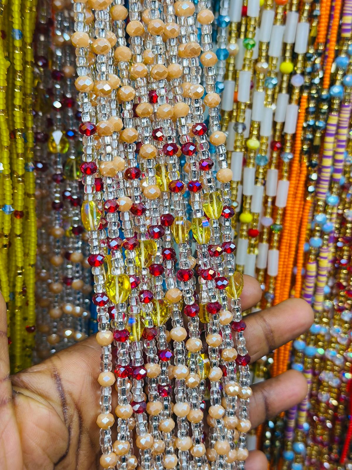 HOT SALE  - Bulk, 50inches, Frosted/Crystal Waistbeads, Woman Waistbeads,Wholesale Waistbeads, Belly chain,