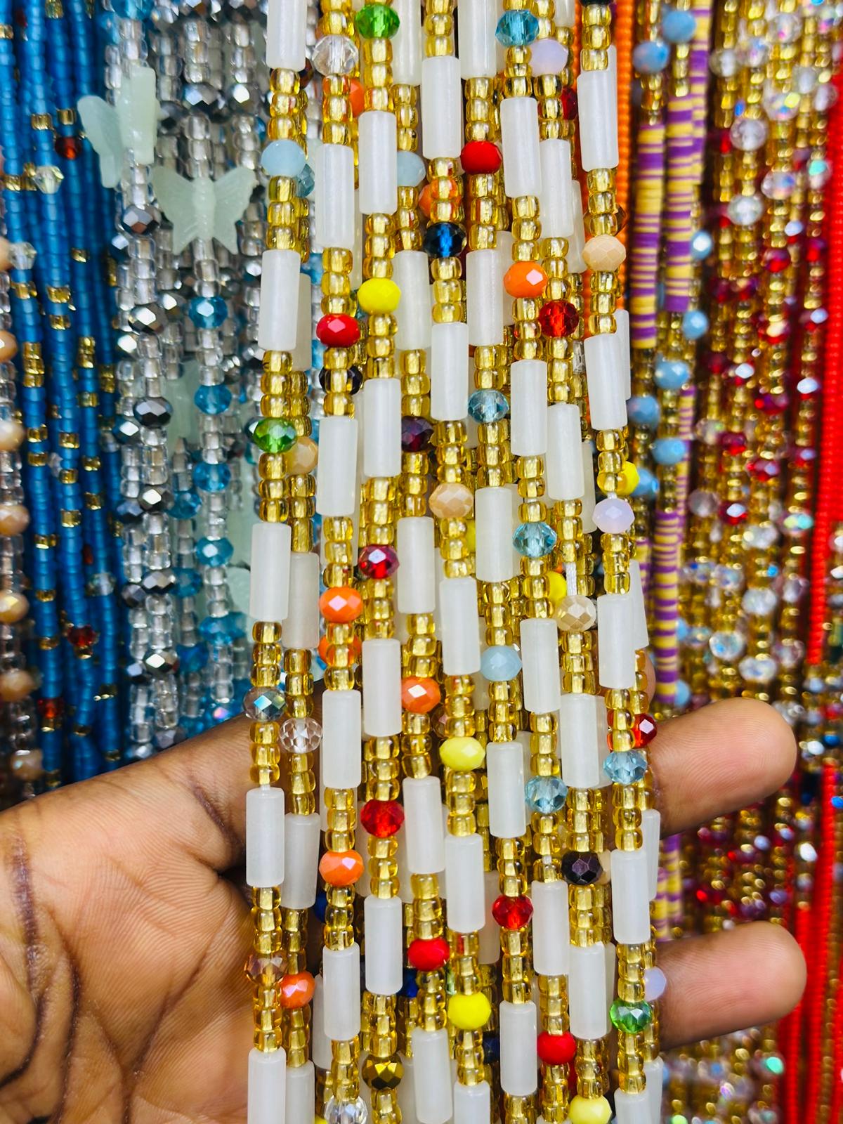 HOT SALE  - Bulk, 50inches, Frosted/Crystal Waistbeads, Woman Waistbeads,Wholesale Waistbeads, Belly chain,