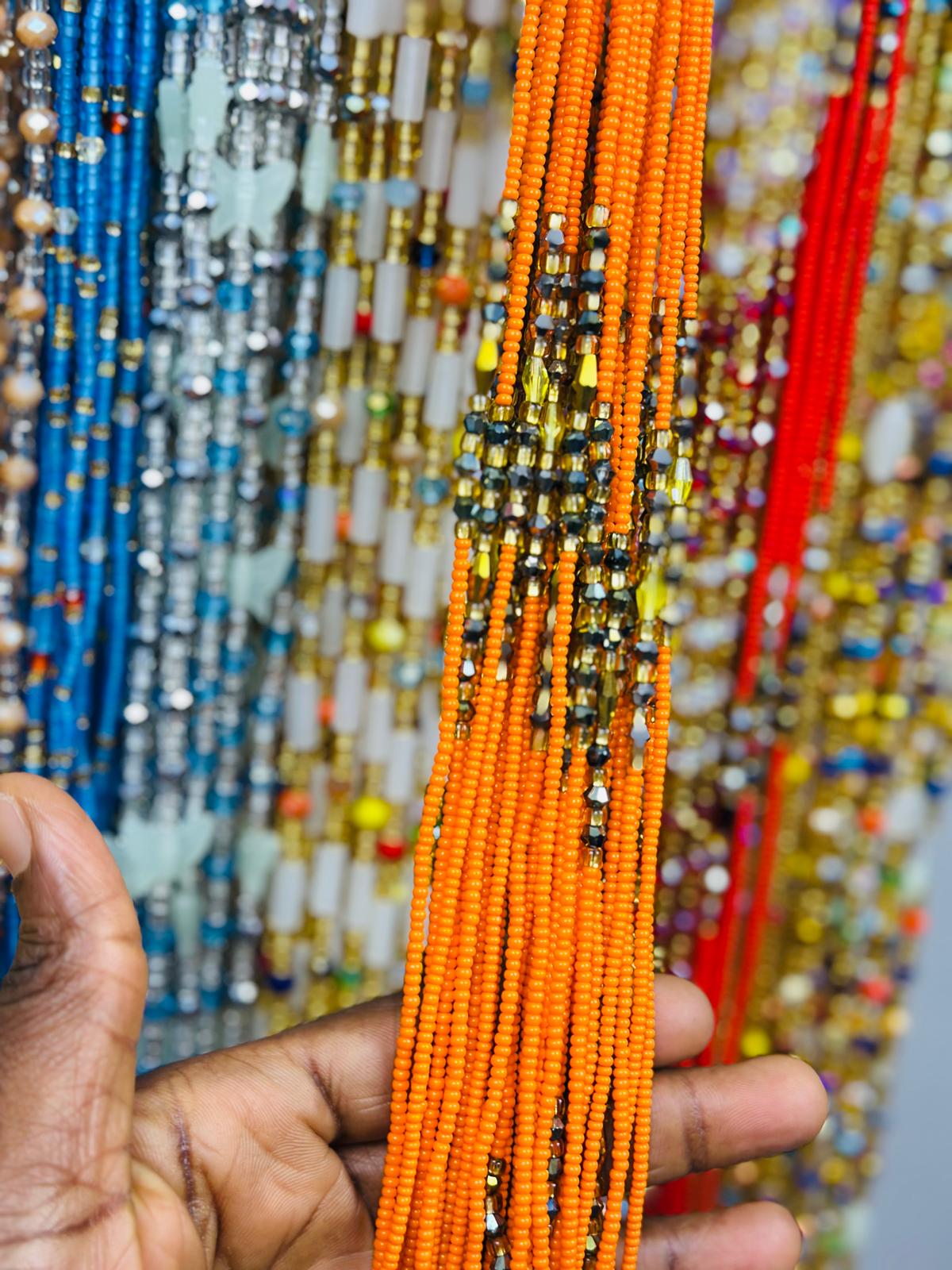 HOT SALE  - Bulk, 50inches, Frosted/Crystal Waistbeads, Woman Waistbeads,Wholesale Waistbeads, Belly chain,