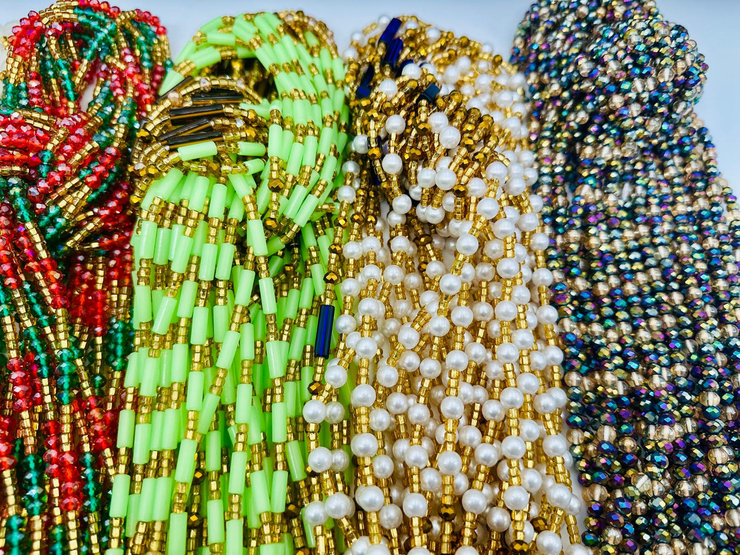 CrystalWaistbeads, Wholesale, Tie on African Waistbeads, Belly beads, Black owned waist chain shop, Plus-size Belly Chains - Free shipping