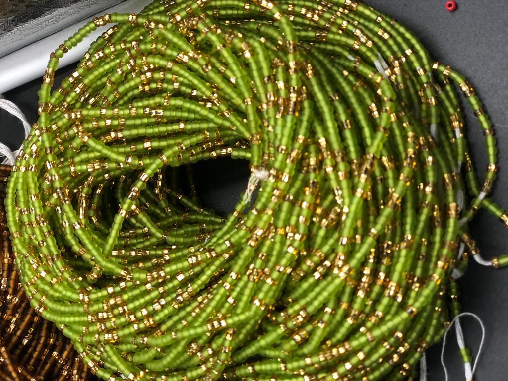 Bright Multicolored Frosted/Gold Waistbeads Wholesale