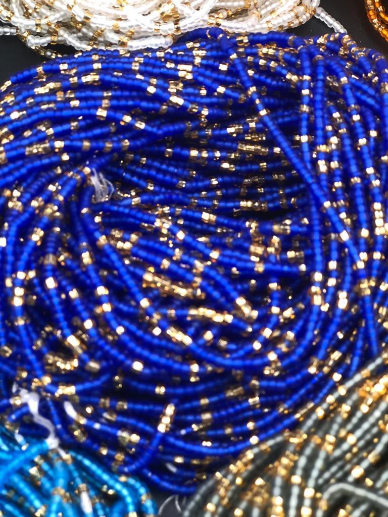 Bright Multicolored Frosted/Gold Waistbeads Wholesale