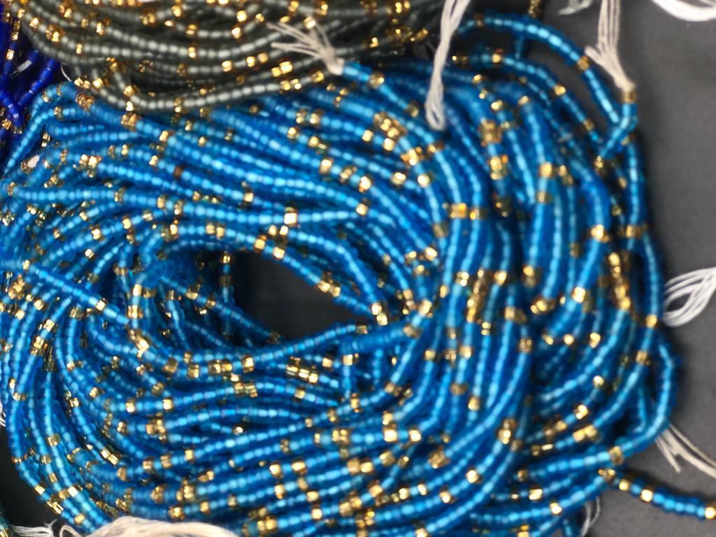 Bright Multicolored Frosted/Gold Waistbeads Wholesale