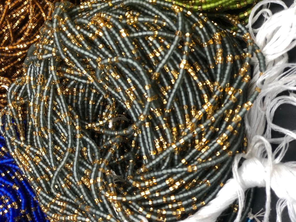 Bright Multicolored Frosted/Gold Waistbeads Wholesale