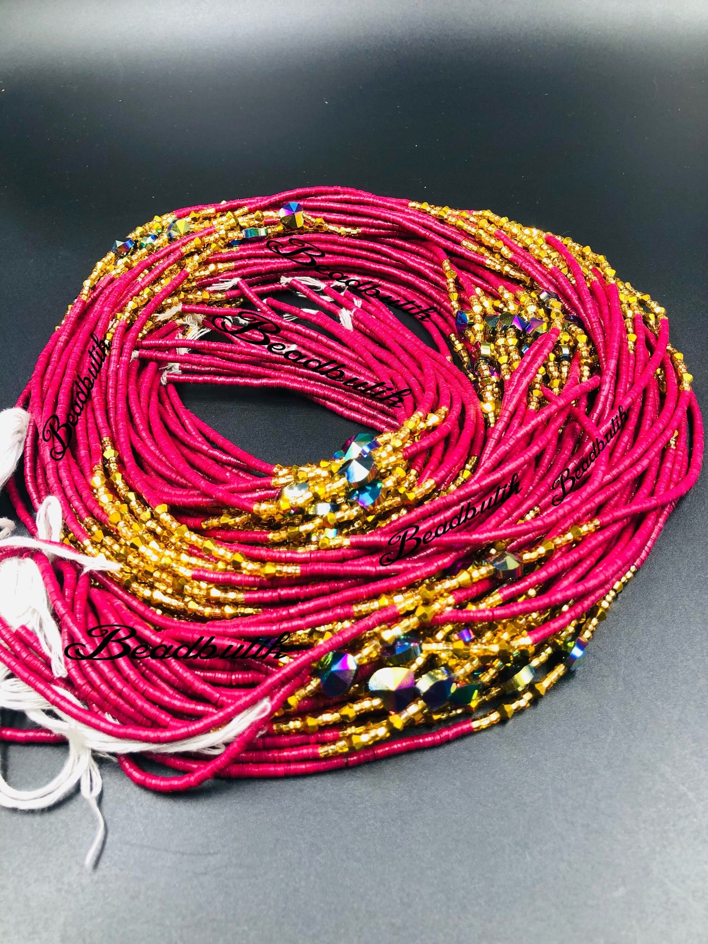 Unique Vinyl Waist Beads Promo,Disc waist bead, Belly Beads, Seed Beads, Ghana Waist Bead, Belly Chain, Tie On