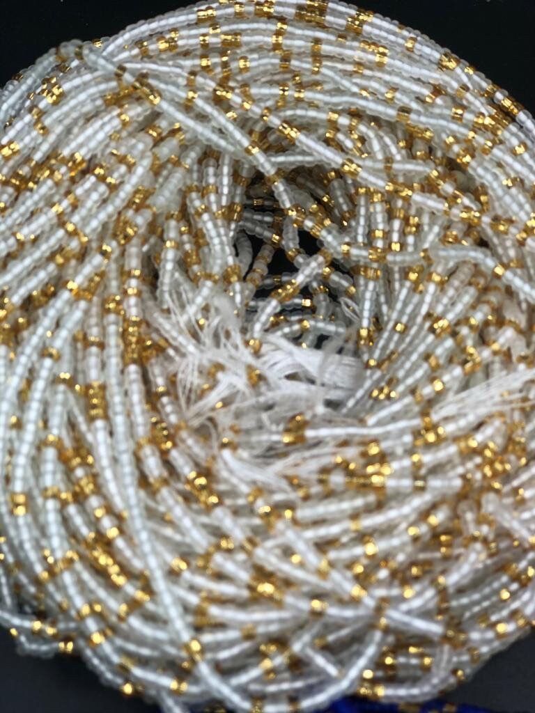 Bright Multicolored Frosted/Gold Waistbeads Wholesale