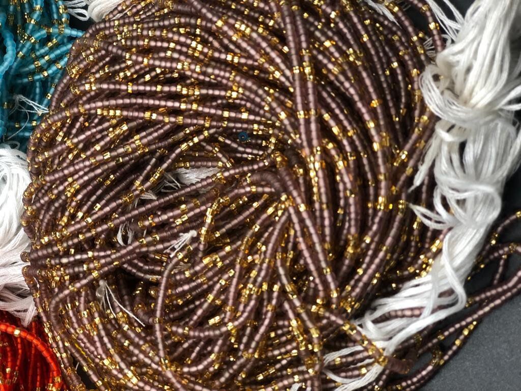 Bright Multicolored Frosted/Gold Waistbeads Wholesale