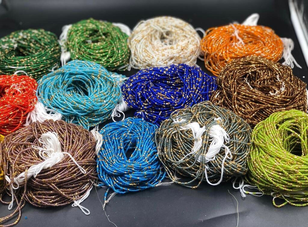 Bright Multicolored Frosted/Gold Waistbeads Wholesale