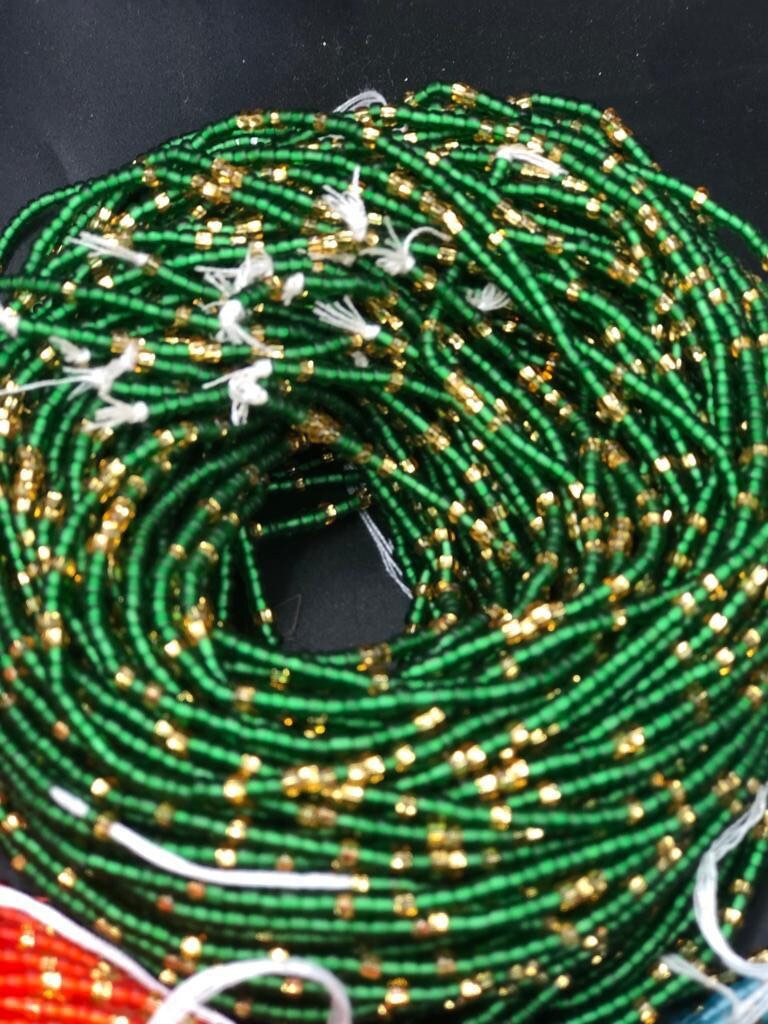 Bright Multicolored Frosted/Gold Waistbeads Wholesale