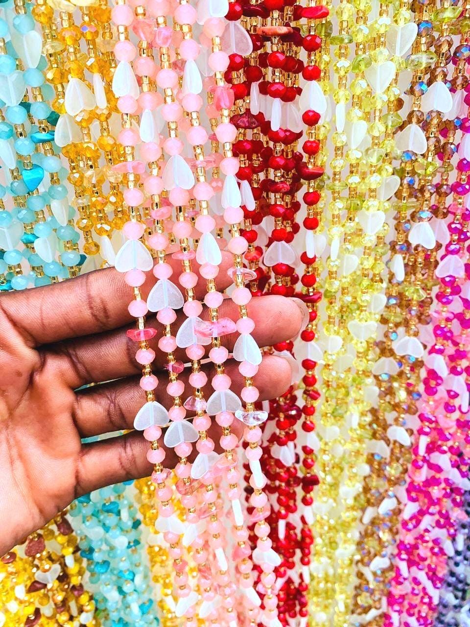AMA Waistbeads- Stone Waistbeads, Luminous/Glow-in-the-dark Waistbeads, Crystal Waistbeads, Tie - On, Expedite Free Shipping 1-3 days