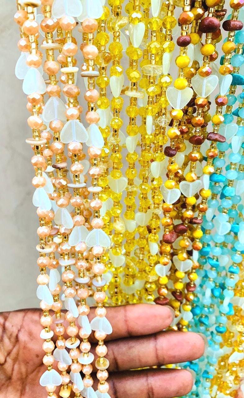 AMA Waistbeads- Stone Waistbeads, Luminous/Glow-in-the-dark Waistbeads, Crystal Waistbeads, Tie - On, Expedite Free Shipping 1-3 days
