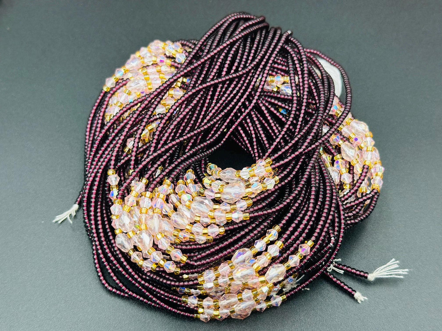 Beautiful strands - Bulk, 50inches, Frosted/Crystal Waistbeads, Woman Waistbeads,Waistbeads, Belly chain, 1-3 Expedite Free Shipping