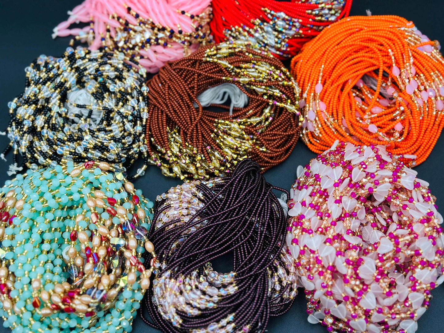 Beautiful strands - Bulk, 50inches, Frosted/Crystal Waistbeads, Woman Waistbeads,Waistbeads, Belly chain, 1-3 Expedite Free Shipping