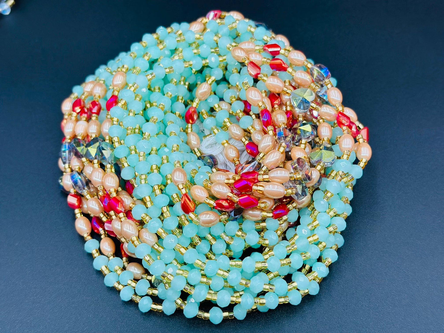 Beautiful strands - Bulk, 50inches, Frosted/Crystal Waistbeads, Woman Waistbeads,Waistbeads, Belly chain, 1-3 Expedite Free Shipping