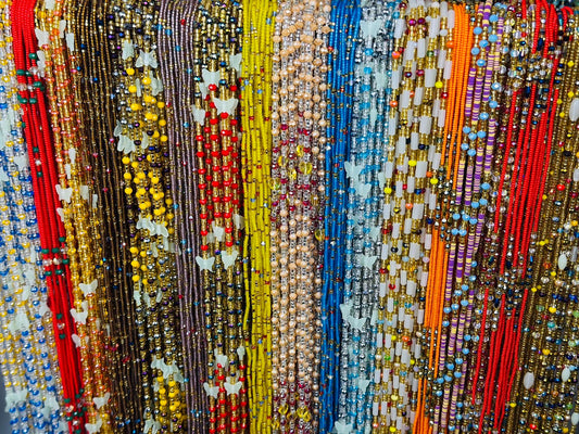 HOT SALE  - Bulk, 50inches, Frosted/Crystal Waistbeads, Woman Waistbeads,Wholesale Waistbeads, Belly chain,