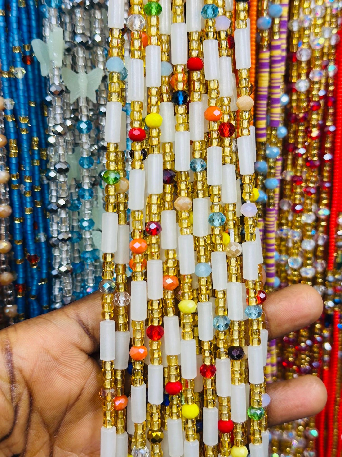 HOT SALE  - Bulk, 50inches, Frosted/Crystal Waistbeads, Woman Waistbeads,Wholesale Waistbeads, Belly chain,