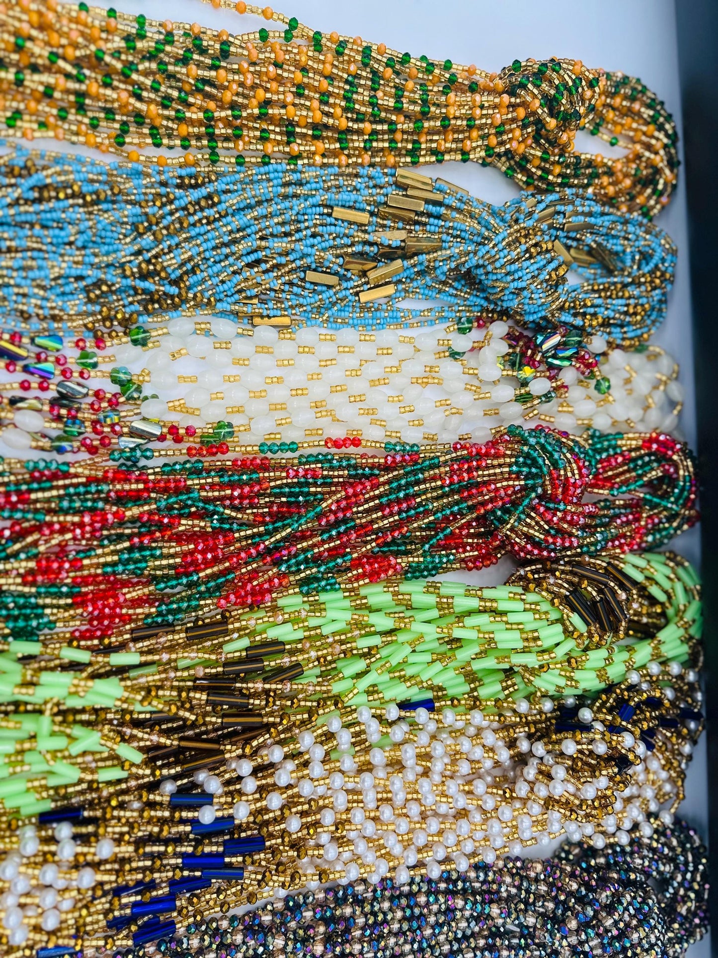 CrystalWaistbeads, Wholesale, Tie on African Waistbeads, Belly beads, Black owned waist chain shop, Plus-size Belly Chains - Free shipping