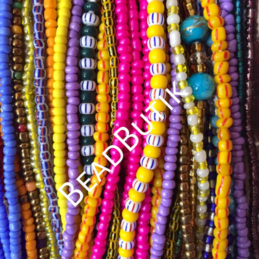 WHOLESALE- Traditional African Waist Beads- FREE SHIP. 40”- 50”